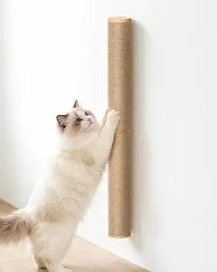 Cat Scratching Post Wall-Mounted, 34 Tall Wooden Scratching Posts for Indoor Cats, Sturdy & Invisible, Rotatable Natural Jute Rope Column (Wooden-1pc)