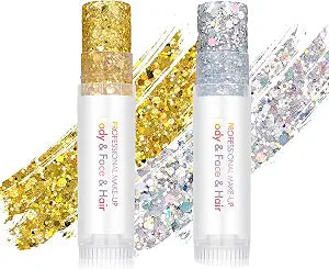 2-Pack Body Face Hair Glitter Stick - Gold & Silver