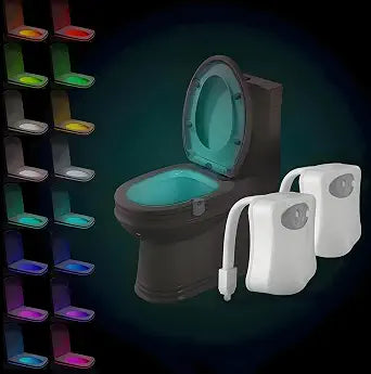 Toilet Night Light Motion Sensor - 2Pack The Original 16 Color Changing LED Toilet Bowl Nightlight for Bathroom - Smart Unique Cool Gadget, Funny Ideal Gifts for Kids Dad Teen Boys Girls Men Women