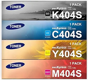 CLT-K404S, CLT-C404S, CLT-M404S, CLT-Y404S Toner Cartridge Set - 4 Pack Black Cyan Magenta Yellow Replacement for Samsung 404 404s clt404s clt-404s Toner for C430W C480FW C43x C48x Printer Toner