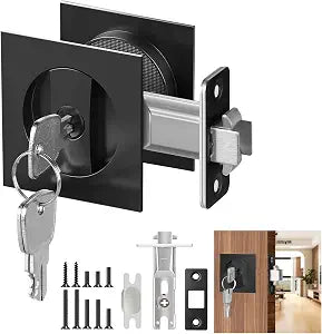 Square Pocket Door Hardware, Pocket Door Lock Matte Black