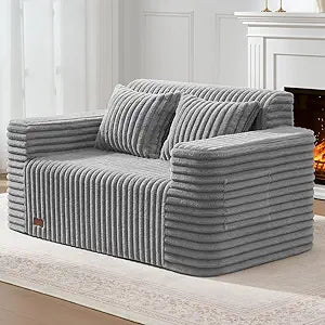 ZurNesfure Sofa Couch Cloud Loveseat, Memory Foam Couch with Pillow No Assembly Need, Modern Couch with deep seat and Washable Cover Boneless Sofas for Living Room Bedroom Apartment (Grey,Loveseat)