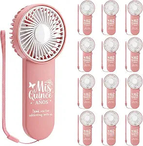 Woanger 12 Pcs 15th Birthday Decorations for Girl Quince Mini Handheld Fan