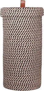 Toilet Paper Holder, Boho Decor Toilet Paper Storage Stand for Bathroom,Cotton Handmade Woven Paper Basket for Mega Roll,3 Rolls of Toilet Tissue Storage (Black)