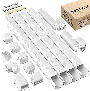 3'' 17 Ft [Quick Installation] PVC Decorative Line Cover Kit for Ductless Mini Split Air Conditioners, Central AC and Heat Pump Systems