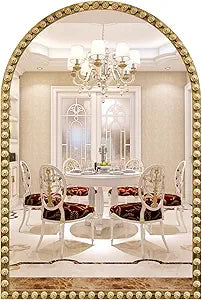 Arched Mirror for Wall, 22"x30" Gold Arch Bathroom Vanity Mirror, Antique Brass Metal Floral Frame Decorative Arch Wall Mirrors, Arched Mirrors for Washroom, Bedroom, Entryway, Living Room