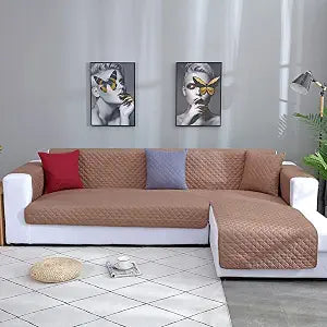 Double Side L Shape Couch Cover Sectional Sofa Covers Set Chaise Couch Cover Slip Covers for Sofas Couches Sectional Furniture Protector Cover (Large,Coffee)