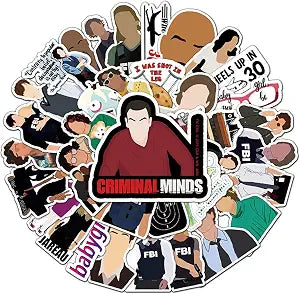 Criminal Minds Stickers for Water Bottles 50 Pcs Waterproof, Beautiful and Fashionable Stickers, Suitable for Cups, Phones, Bicycles, Guitars, Suitcases,Piano,Skateboard.