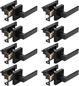 Probrico 8 Pack Privacy Door Handles,Heavy Duty Matte Black Door Lever Hardware,Keyless Interior Door Knob Lockset for Bedroom Bathroom