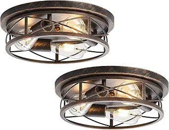 Black Gold Farmhouse Ceiling Light Fixtures,3 Lights Flush Mount Ceiling Light,Bathroom Light Fixtures Ceiling Mount for Hallway Bedroom Kitchen 2 Pack