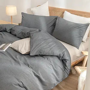 BESTOUCH 40"x60" Weighted Blanket Cover - Cooling Washed Cotton Linen Feel, Soft Comfortable Chic Breathable Machine Washable with Zipper Dark Grey