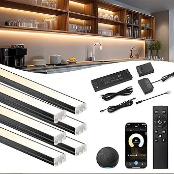 VST Smart Under Cabinet Lighting 6 Bars - UL Listed CRI 93+ Adjustable Strip Lights, Alexa & Google Home Compatible, App/Voice/Hand Wave Control for Kitchen Cabinets & Closets
