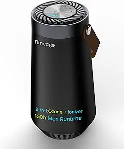 Ozone Generator for Car, 2-in-1 Ozone Machine+ Air Ionizer to Clean Pet Odor, Cigarette Smell, Dust,Pollen for Travel, Home, Portable Size, Filterless, Rechargeable,Odor Deodorizer
