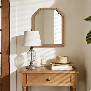 WallBeyond Wood Frame Wall Mirror Decor for Entryway, Living Room or Bedroom Home Decor - Light Woodgrain [16" x 20" Honey-Colored]