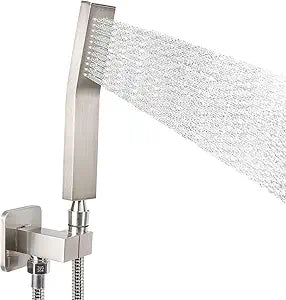 NearMoon Hand Held Shower Head, Luxury High Pressure Shower Kit with Wall Connector and Hose Set, for Bathroom Showering System Contemporary Square Style (Brushed Nickel)