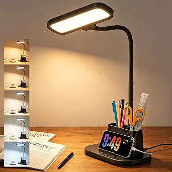 BOHON Desk Lamp for Home Office Desk Light with USB-C Charging Port Black