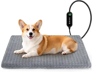 Heated Cat Bed, Waterproof Heated Cat Dog Bed with Adjustable Temperature & Timer, Electric Pet Mat for Indoor Cats Dogs, Chew Resistant Steel CordMedium : 28"x20" Gray
