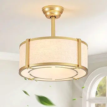 Boho Chandelier Ceiling Fan and Remote Control, Gold Fandelier Ceiling Fan with Light,Caged Ceiling Fan for Bedroom, Living Room, Nursery, Foyer (18 Inch, 6 Speed, Timing, Adjustable Height)