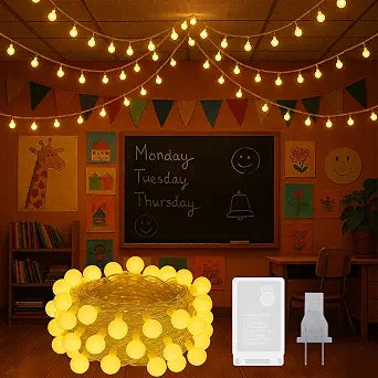 PJT String Lights for Bedroom, 200 LED Globe Plug in Fairy Lights