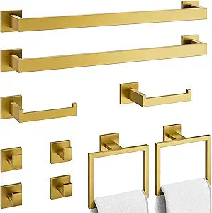 Hawkrown 10-Piece Bathroom Hardware Accessories Set, 16 Inch SUS304 Stainless Steel Towel Bar Set, Wall Mounted Bathroom Towel Holders, Towel Hooks with Toilet Paper Holder