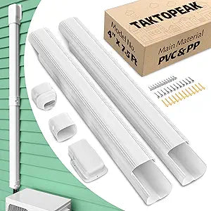 Mini Split Line Cover: 4'' 7.5 Ft Line Hide for Mini Split Air Conditioner Central AC HVAC - Waterproof Decorative Pipe Cover for Outdoor (White)