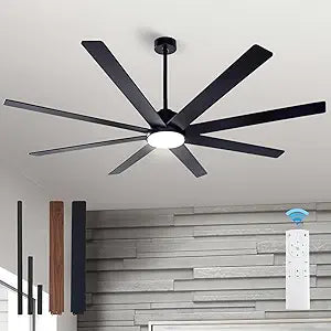 72In Modern Black Ceiling Fans with Light and Remote,6 Speed,3CCT,Quiet Reversible DC Motor Indoor Outdoor Ceiling Fan for Patio Living Room Bedroom