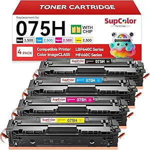 Compatible 075H Toner Cartridge Replacement for Canon 075 075H Toner Cartridge Compatible for Canon MF665Cdw MF662Cdw MF663Cdw LBP647Cdw LBP646Cdw Printer (Color, 4-Pack)