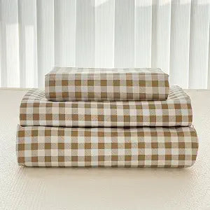 NSNLGSGC Tan Gingham King Sheet Set