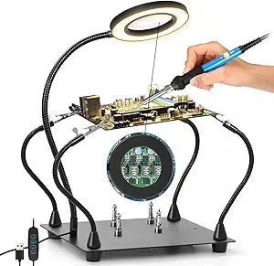 Soldering Helping Hands, Soldering Station with 3X LED Magnifying Glass