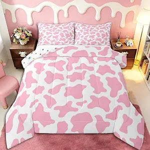 Erosebridal Kid Cartoon Pink Comforter Set Cow Bedding Set Twin Size