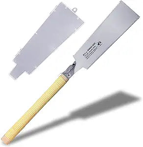 KAKURI Japanese Pull Saw 9.5" for Woodworking - Ryoba Double Edge Hand Saw with Blade Cover, Cane-Wrapped Handle, Tool-Free Blade Replacement - Made in Japan