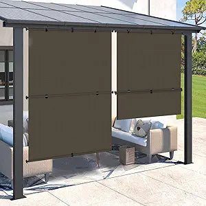 SunnyRoyal 5'W X 6'H Patio Roller Shades Foldable Sun Shade Outdoor Cordless Roll Up Blinds for Deck Backyard Porch Balcony (Brown)