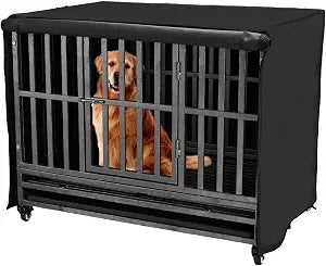 48 inch Heavy Duty Dog Crate Cover Durable 600D Oxford Fabric Dog Kennel Cover Soundproof Waterproof Sunshade Fit For Wire Dog Cage Covers With Breathable Side Window( Only Covers)