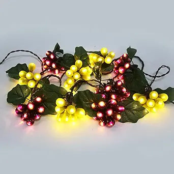 Grape Vine String Lights, 100 LED Grape Lights, Fruit String Lights for Kitchen, Wine Cabinet, Home Decoration, 10 Cluster Purple and Green Grapes Christmas Lights (Green & Purple)