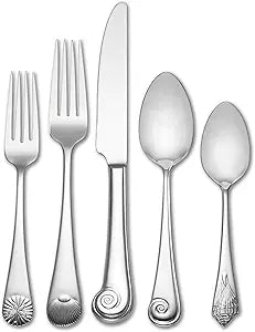 Reed & Barton Seashell 5Pc Flatware Place Setting, 5 Piece, Silver