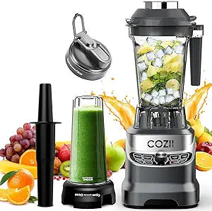COZII Professional Blenders for Kitchen, 2000W Smoothies Countertop Blender for Ice Crushing/Frozen Drink/Nut Milk, Smoothie Blender with 64oz Pitcher & 21oz To-go Cup, Dishwasher Safe, Dark Grey