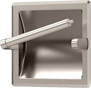 Gatco 751 Recessed Pivoting Toilet Paper Holder, Wall Mounted, Heavy Duty Metal Tissue Holder for Bathroom  Available in Satin Nickel