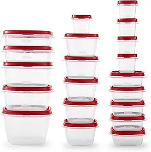 Rubbermaid Kitchen Storage Containers, 40-Piece Assortment with Microwave Vented Lids, Red