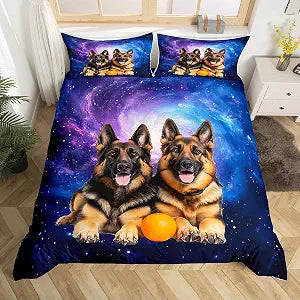 Feelyou Dog Galaxy Duvet Cover Queen Size for Boys Girls Women Men