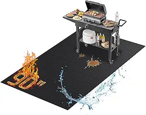 90 x 48 Inch Extra Large Under Grill Mats for Outdoor Grill, Double-Sided Fireproof BBQ Grill Mat, Waterproof Oilproof Heavy-Duty Protector for Charcoal Gas Grills, Fire Pits, Deck, Patio and Lawn
