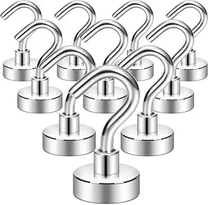 Neosmuk Magnetic Hooks, 30lb Heavy Duty, Silver, 10 Pack