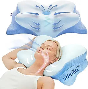 Derila Ergo Cervical Neck Pillow for Sleeping Pillow Contour Memory Foam Pillows for Back, Side Sleeper Pillows 21.25 x 14.17 x 4.72 inches
