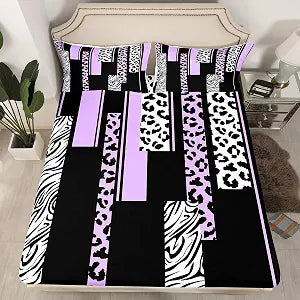 Leopard Zebra Cheetah Fitted Sheet Twin Size Teens Kids Breathable