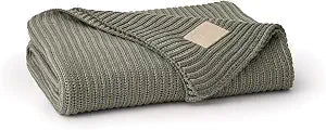 BOLL & BRANCH Sunday Throw Blanket - 70" x 45" - Juniper/Sageleaf - 100% Organic Luxury Cotton Brand