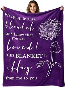 Get Well Gifts for Women - Thinking of You Gifts - Hug Healing Blanket for Women - Sympathy Cancer Care Feel Better After Surgery Gift Inspirational for Friends Coworkers - Purple Blankets 60"x80"