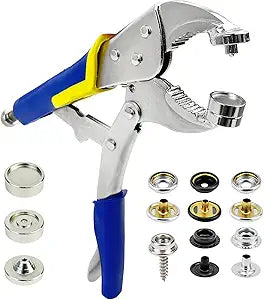 Snap Fastener Tool,Snap Tool for Boat Covers, Heavy Duty Snap Setter Pliers Canvas Snap Fasteners Kit Includes 60 Sets 15mm Stainless Snaps