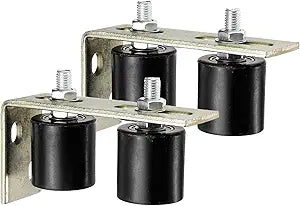uxcell 2Set Slide Gate Guide Roller, 2" Nylon Rollers Gate Support Assembly with L-Rear Post Bracket, Universal Sealed Ball Bearing Rolling Gate Guider for Sliding Door, Black