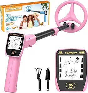 Metal Detector for Kids - Rechargeable Kids Metal Detector with LCD Display, Adjustable 23.6"-34.2" Metal Detector, 6.5" Waterproof Search Coil for Beach & Outdoor Exploration
