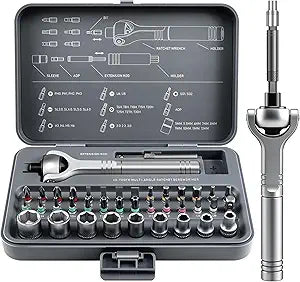 Magnetic Screwdriver Set 40-in-1 Ratchet Screwdriver Tool Kit with 270 Ball-Joint Handle - Portable CRV Bits Precision Repair Tool Set for Electronics,Computer,Phone,Bikes, Watches,Camera