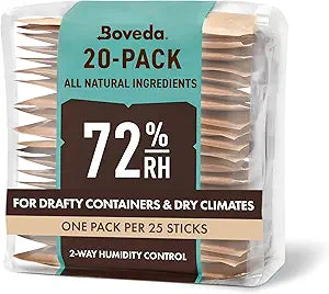 Boveda 72% Two-Way Humidity Control Packs For Wood Humidifier Boxes Γ Size 60 Γ 20 Pack Γ Moisture Absorbers Γ Humidifier Packs Γ Hydration Packets in Resealable Bag